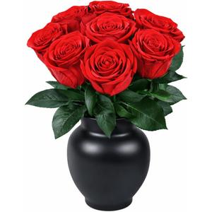 Eclore Floral Preserved Flowers Forever Roses and Forever Flowers in Vase, Real Preserved Roses, Eternal Flowers, Gift for Mom or Girlfriend - Gift for Birthday Flowers for Delivery