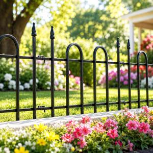 Decorative Metal Garden Fence 18"H x 22"W, 7.3FT Heavy Duty Rustproof Garden Border Fence with Arched Top, Outdoor Animal Barrier to Protect Plants & Keep Dogs Out, Flower Bed & Yard Fence, 4 Panels