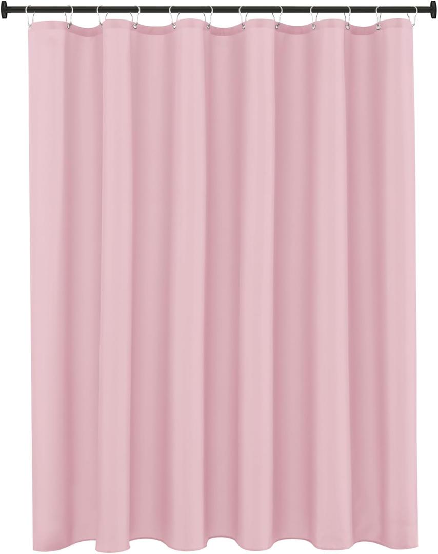 Biscaynebay Hotel Quality Fabric Shower Curtain Liners 72 Inch by 72 Inch, Pink Water Resistant Bathroom Curtains, Rust Resistant Grommets & Weighted Bottom Machine Washable