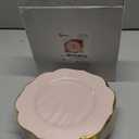 bUCLA 48Pieces Pink Plastic Dessert Plates - 7.5inch Premium Hard Pink with Gold Rim Small Cake/Salad/Appetizer Plates Disposable for Wedding, Party, Shower & Easter (48PCS)