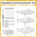 Plate Organizer for Cabinet Space Saver,3-Tier Clear Acrylic Dish Organizer for Cabinet, Sturdy Corner Storage for Plates, Bowls, Versatile for Kitchen & Bathroom