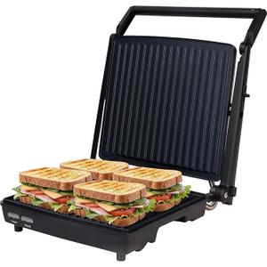 Courant Panini Press Gourmet Sandwich Maker, Super Slim Design with Foldable Handle, 4 Servings Grill with Non-Stick Plates, Opens 180° for Table Grill, Stainless Steel 1400 Watts