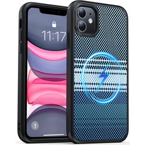 Magnetic for iPhone 11 Phone Case-Compatible with MagSafe-Carbon Fiber Texture-Slim Military Grade Drop Protection Phone Case for iPhone 11 6.1",Camouflage Blue
