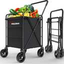 Folding Shopping Cart for Groceries, Grocery Cart on Wheels, 360Rolling Swivel Wheels Portable Heavy Duty Utility Cart for Shopping, Grocery, Laundry (X-Large)