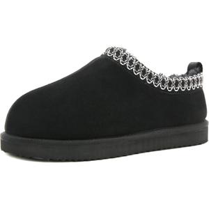 SMajong Women's Slippers Mens Platform Mini Boots Fuzzy House Slipper Fur Fleece Winter Home Shoes Indoor and Outdoor (8.5 Women/7 Men, Black)