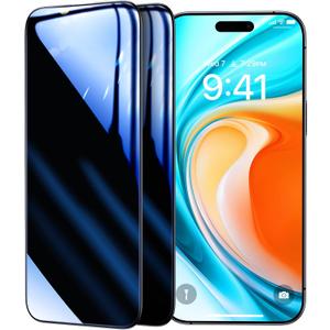 TORRAS Stealth for iPhone 15 Pro Max Privacy Screen Protector with High Definition Durable&Tough 9H Tempered Glass for iPhone 15 Pro Max Screen Protector [Anti-Spy] Easy Installation, 2-Pack, 6.7"