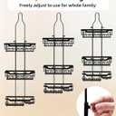 Adjustable Shower Caddy Hanging, Extended Length Organizer Over Shower Head, 3 Tier Long Neck Shower Rack with Soap Holder for Large Storage, Black