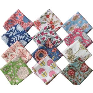 Assorted 10 Pcs Napkins Set 16x16 Inches Hand Block Floral Multicolor Printed Washable 100% Cotton Bohemian Weddings Napkins Mix and Match Reusable Cocktail Table Cloth Dinner Napkins