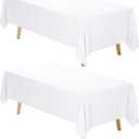 Fixwal White Tablecloth Rectangle 70 x 120 Inch, 2 Pack 6-8ft Polyester Fabric Table Cloths Rectangular Table Covers for Party, Banquet, Dining, Birthday, Wedding