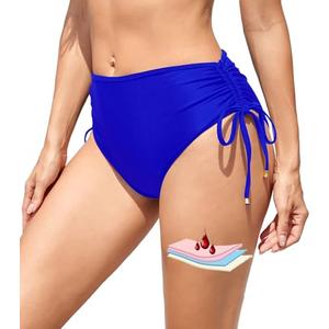 Leoparts Period Swimwear Black High Waisted Drawstring Leakproof Bikini Swimsuit Bottoms for Teen Girls Women, 3X Small
