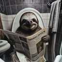 KOEUIRW Funny Sloth Bathroom Canvas Wall Art Cute Sloth In Toilet Posters Black and White Animal Prints Painting Maximalist Mid Century Modern Aesthetic Wall Decor for 12x16in Unframed