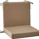 SAMTY 20 x 18 Inch Outdoor Chair Cushions for Patio Furniture UV Resistant Non Slip Waterproof Replacement Patio Seat Cushion with Ties Set of 2, Khaki