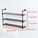 Industrial Pipe Shelves With Wood Planks,Rustic Pipe Shelving Wall Shelf, 48in, 3-layer