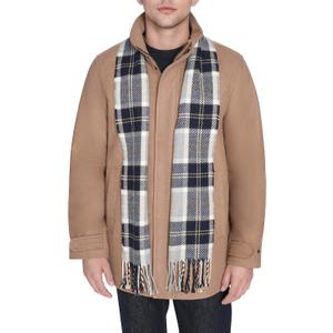 Dockers Men's Wool Melton Two Pocket Full Length Duffle Coat, Camel/ Scarf, Small