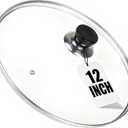 12 Inch Pan Lid, 12'' Frying Pan Lid, Tempered Glass Cast Iron Lids for Skillets, Fry Pan, Wok Pot (12 inch)