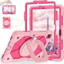 WESOROL Case for Samsung Galaxy Tab S11 5G 11 Inch 2025 SM-X730/X736B, Shockproof Cover for Tablet S11 with Screen Protector Rotate Stand Pen Holder,Rose Gold Pink