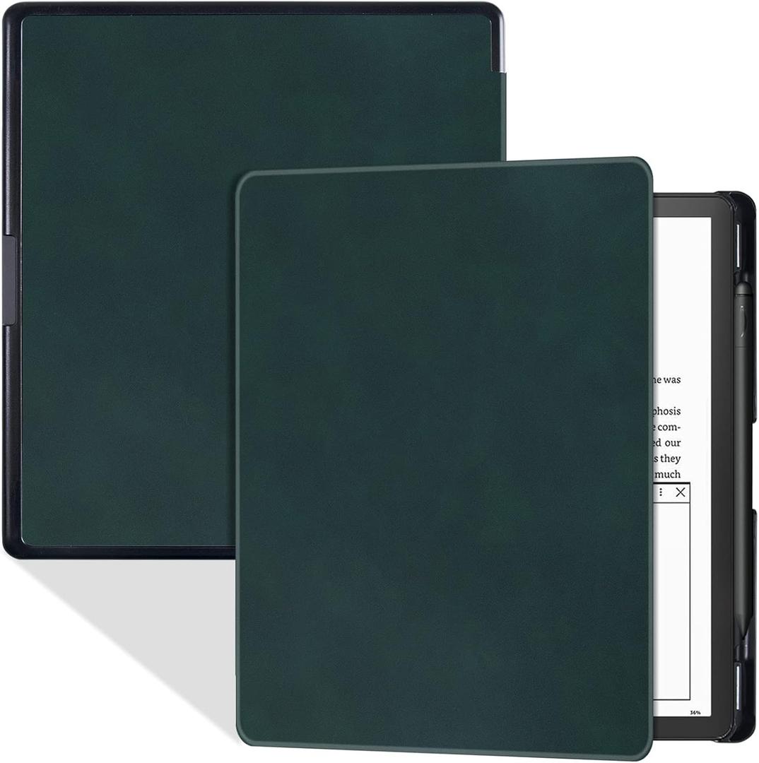BOZHUORUI Case for 10.2" Kindle Scribe 2022/2024 Tablet - Slim Lightweight PU Leather Book Folio Cover with Pen Holder & Auto Sleep/Wake, Pine Green