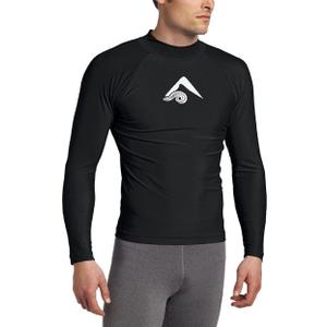 Kanu Surf Platinum Rashguard UPF 50+ Sun Protection Long Sleeve Swim Shirts for Men-Premium Rash Guard for Men (X-Large, Black)