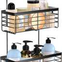 YUOROS Hanging Shower Caddy, 2 Tier Over the Door Shower Organizer Rack Organizer Stainless Steel Rustproof (Black)