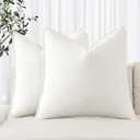 MIULEE Decorative Linen Euro Sham Pillow Covers 22x22 Inch Cream White Boho Farmhouse Neutral Couch Throw Pillows for Bed Pack of 2 Accent Modern Pillowcase Sofa Livingroom Home Decor