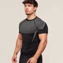 Men's Athletic Compression Short Sleeve Shirt, Breathable Quick Dry Gym Workout Top, Stretch Performance Sportswear (Black, XL)