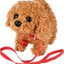 WorWoder Plush Teddy Toy Puppy Electronic Interactive Pet Dog - Walking, Barking, Tail Wagging, Stretching Companion Animal for Kids Children (Teddy Dog)