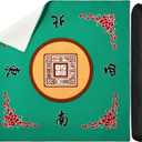Juexica Mahjong Mat with Bag, Anti Slip Noise Reduction Table Cover Board Game Mat Mahjong Table Accessories Tablecloth Paigow Poker Cards(Green)
