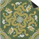 Green and Yellow Chinese Dragon Mahjong Mat 31.5 x 31.5 in, Green Dragon Mahjong Gifts for Women, Vintage Oriental Chinoiserie Home Decor Anti-Slip Table Cover Tablecloth
