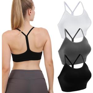 Double Couple Women Y Back Sports Bras for Women Thin Strap Workout Fitness Gym Yoga Fitness Bra (L)