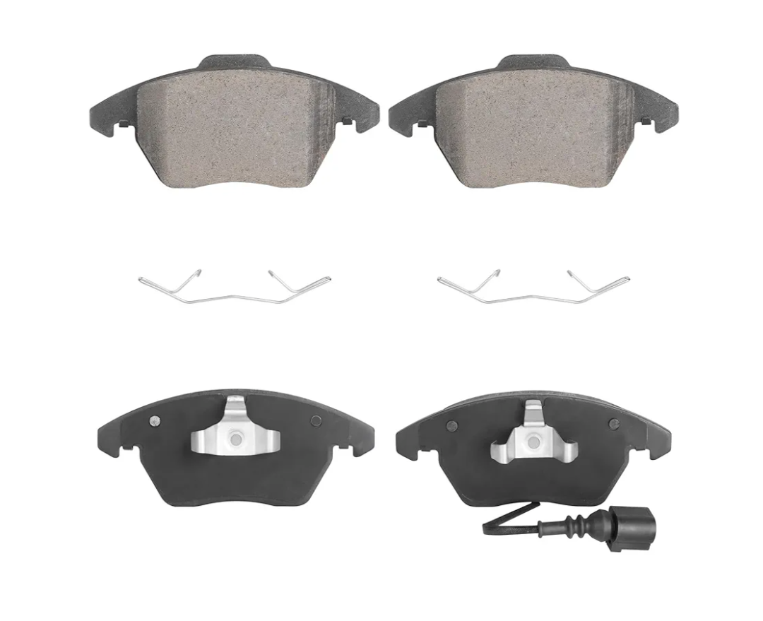 Front Ceramic Disc Brake Pads Set for Volkswagen Jetta Passat Golf Beetle CC Eos GTI Rabbit, for Audi A3/A3 Quattro 2006-2013, for Audi TT 08 09, for Audi TT Quattro 09-15, Set of 4 (With Hardware)