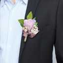 Wedding Velvet Rose Boutonniere Flower for Men Set of 2 Groom Groomsmen Lavender Artificial Rose Flower Father Brother Parent Boutonniere for Indoor Outdoor Wedding Prom Homecoming Dance (Lavender Boutonniere)