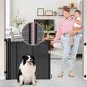 Reinforced 56" Wide Retractable Baby Gates for Doorways with Support Rods - Prevent Crawling Under Retractable Gate, Mesh Pet Gate for Stairs Retractable Dog Gates for The House Indoor/Outdoor, Black ((33" Tall x 56" Wide))