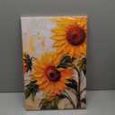 Yellow Sunflower Canvas Wall Art, Oil Sunflower Poster Wall Decor, Sun Flower Picture for Wall Living Room Bathroom Bedroom Home Decoration 12 * 18 in Framed