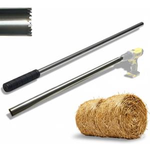 Hay Probe Sampler Electric Drill Compatible 26 Inch Stainless Steel Hay Core Sampler with Quick-Detach Design for Hay Bale Sampling (Not Include Electric Drill)