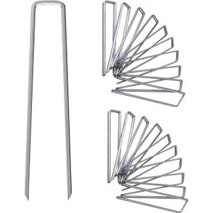 12 Inch Galvanized Garden Landscape Staples Stakes, 25 50 100 PCS Anti-Rust Garden Staples U-Shaped Landscape Pins for Secure Lawn Fabric (25, 12 Inch)