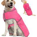 Dog Bathrobe with Hood - Super Absorbent Quick Drying Microfiber Pet Towel Dog Robe for After Bath (Rose red, Large)