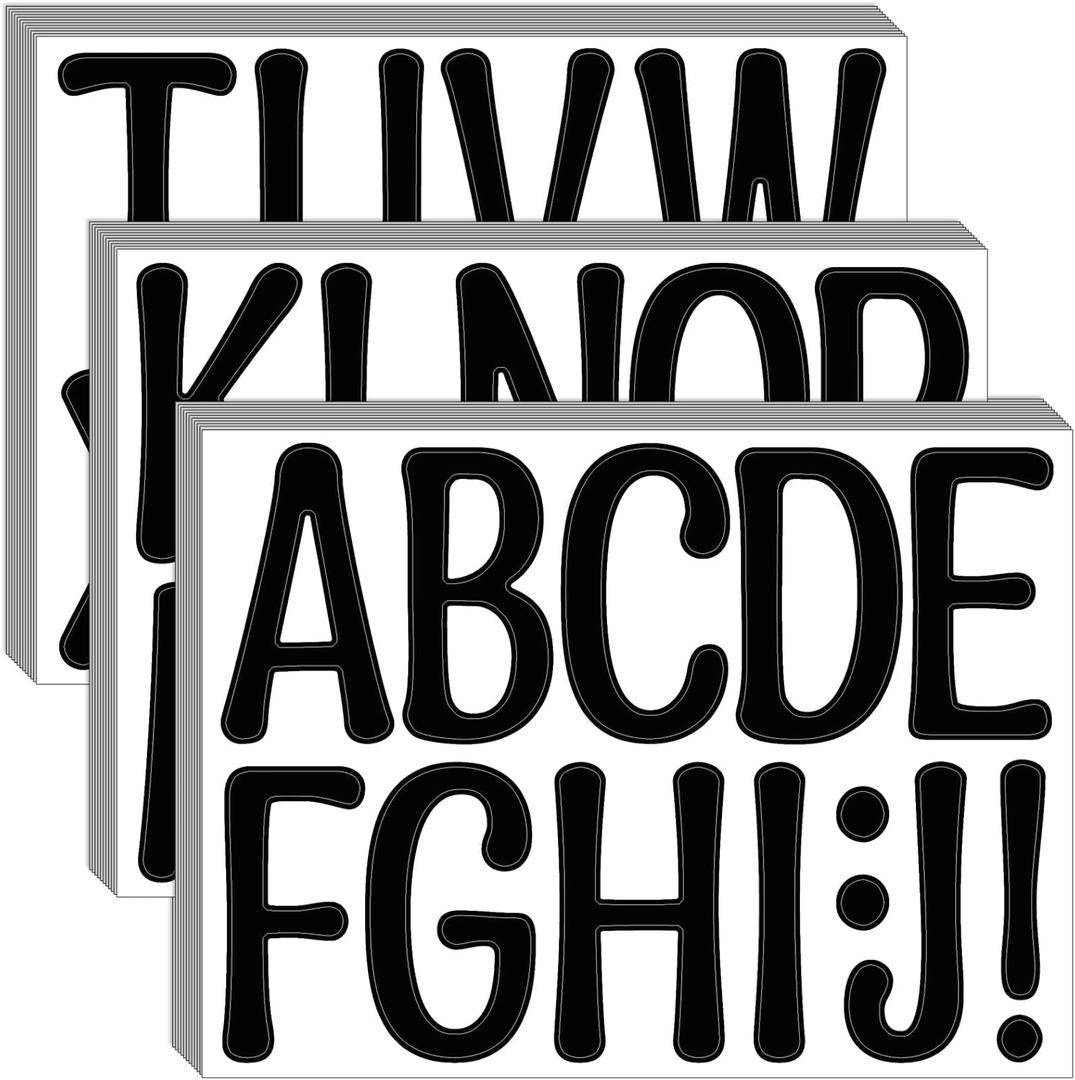 Bemeol 36 Sheets Letter Stickers 4 Inch Large Alphabet Letter Sticker Self Adhesive Letters Stickers for Classroom Home Decor Bulletin Boards(Black)
