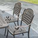Gardenised Indoor and Outdoor Patio Bistro Chairs with Armrest Bronze Dinning Set 2 Chairs with 1 Table Cast Aluminum. (Chairs)