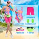 80s Womens Workout Costume,Adult 80s Outfit, Swimwear Suit for Halloween Cosplay, Couples Costume Set (Pink, XL)