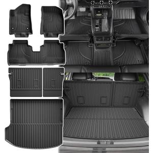 AOMSAZTO Floor Mats and Cargo Liner and Backrest Mat for Chevy Equinox EV 2024 2025 2026 (Not for Fuel) - 1st and 2nd Row All Weather Protection Car Liner for Chevrolet Equinox Accessories