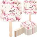 Sherr 50 Pcs Christian Inspirational Gifts Bulk for Women Men Church Fans Handheld Wooden Fans Hand Funeral Memorial Service Favors Gifts