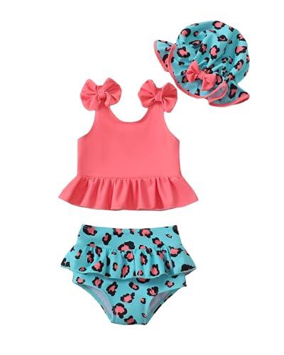Mioglrie Toddler Swimsuit Girl 2t 3t Swimsuit Girls Toddler Bathing Suit Girl Beach Swim Suit Two Piece Green Red Bikini Swimwear Tankini Set, 2-3Y