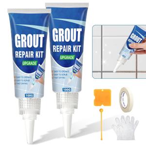 Tile Grout Repair Kit, 2 Pack Fast Drying Grout Filler for Bathroom, Kitchen, Shower, Versatile Triple Use with Grout Sealer, Replace Grout Pen for Restore Tile Joints Line (Grey