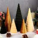 5 Pcs 12" 10" 6" Christmas Cone Tree Decorations Christmas Neutral Velvet Table Centerpieces Decor Flocked Farmhouse Tiered Tray Ornament Xmas Tree for Home Entryway Tabletop Centerpiece Decor (Retro)
