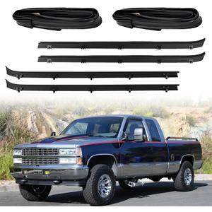 Front Door Window Weatherstrip Trim, Window Molding Sweep Felt Trim & Run Channel Seals Kit Compatible with Chevy GMC Vehicle 1981-1991 C10 20 30 K10 20 30 C1500 2500 Suburban R1500, Replace#15569071