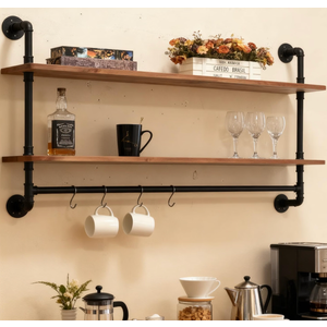Industrial Pipe Shelving Wall Mounted,Pipe Shelves with Plank(2 Tier 42In)