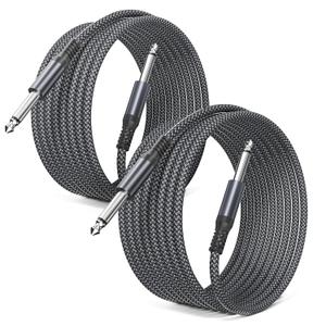 Elebase 1/4 inch 6.35mm TS Guitar Cable 30FT 2Pack | Quarter inch 6.3mm Guitar Instrument Cord,Mono Straight 1/4 Male Audio Wire Line for Electric Bass,Amp,Keyboard,Pedals