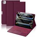 Hamile for iPad Pro 11-inch Case with Keyboard (M5/M4) - Magnetic Wireless Detachable Keyboard with Multi-Touch Trackpad 7 Color Backlit Stain Proof Folio Cover for Pro 11 Inch 2025 2024 - Dark Cherry