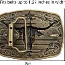 Western Belt Buckles for Men Cowboy Belt Buckle American Flag Belt Buckles Longhorn bull Gold