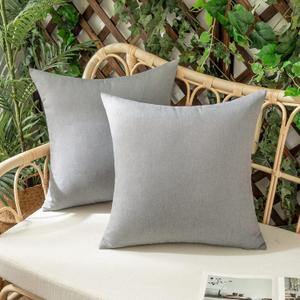 Woaboy Set of 2 Outdoor Waterproof Throw Pillow Covers Decorative Farmhouse Linen Pillowcases Solid Cushion Cases for Patio Tent Balcony Couch Sofa Livingroom Light Grey 20x20 inch Woaboy Set of 2 Outdoor Waterproof Throw Pillow Covers Decorative Farmhouse Linen Pillowcases Solid Cushion Cases for Patio Tent Balcony Couch Sofa Livingroom Light Grey 20x20 inch